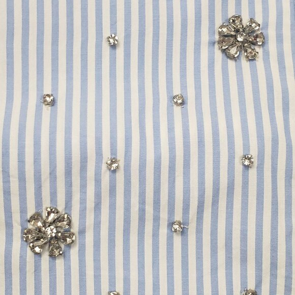 J.Crew Collection Garçon Embellished Shirt in Blue Pinstripe Women's - Pick Size - Picture 14 of 16